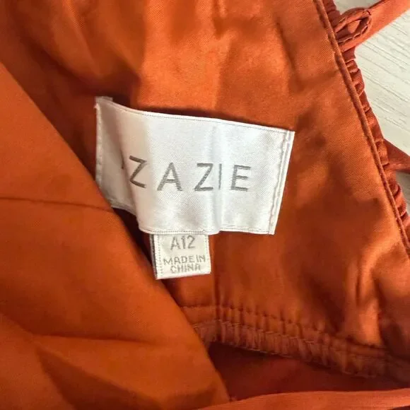 AZAZIE Desi Sheath Halter Corset Stretch Satin Dress Orange Size 12 NWT - Picture 7 of 11
